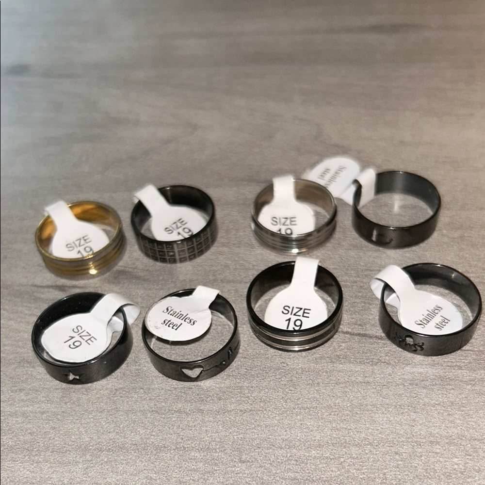 Stainless Steel Rings Set in Black and Gold